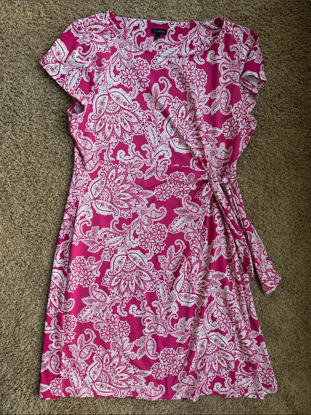 Talbots Pink and White Paisley Mini Dress Size XL
